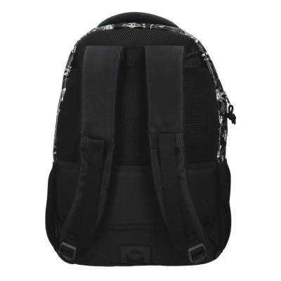 Mochila preta com alças acolchoadas vista de trás