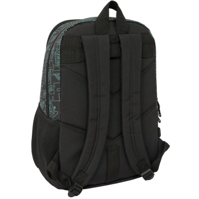 Mochila preta com alças acolchoadas vista de trás