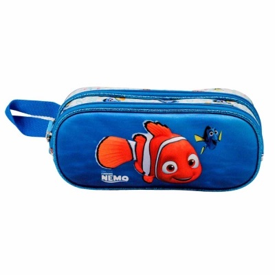 Estojo escolar azul com personagens do filme Procurando Nemo