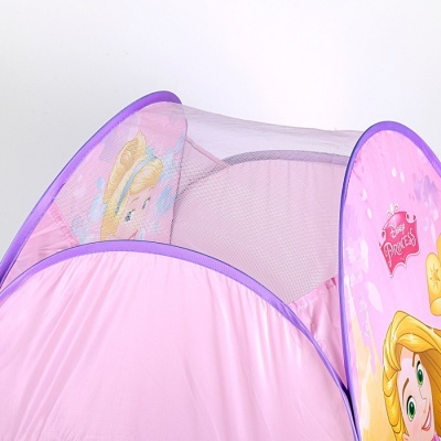 Tenda infantil rosa e roxa com personagens Disney Princess e logo Disney PRINCESS.
