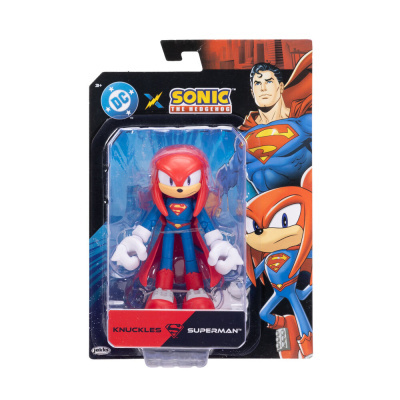 Figura de ação Knuckles com traje do Superman embalada em caixa de plástico