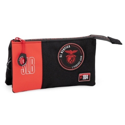 Estojo preto e vermelho SL BENFICA com emblema e texto