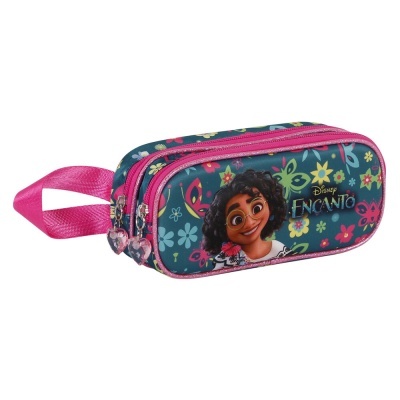 Estojo Disney Encanto azul com imagem da personagem Mirabel e detalhes florais