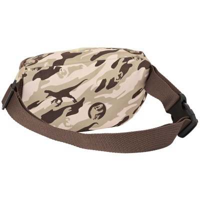 Pochete camuflada com dinossauros e correia castanha ajustável