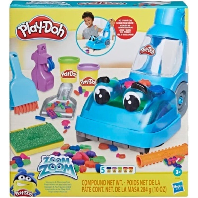 Brinquedo Play-Doh Zoom N Clean azul com acessórios e potes de massa colorida