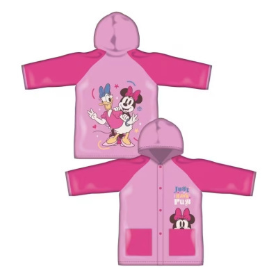 Casaco infantil rosa com capuz e estampas da Minnie e Margarida