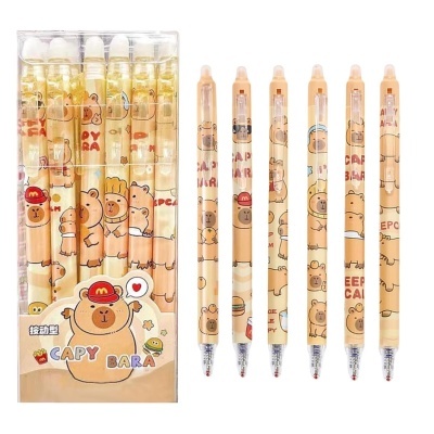 Conjunto de canetas decoradas com ursos e texto CAPY BARA