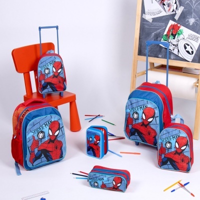 Conjunto de mochilas e acessórios Homem-Aranha azul e vermelho