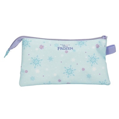 Necessaire azul claro com flocos de neve e texto Frozen