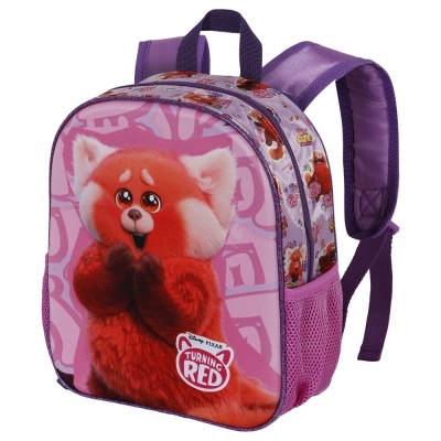 Mochila infantil roxa com personagem Turning Red frontal