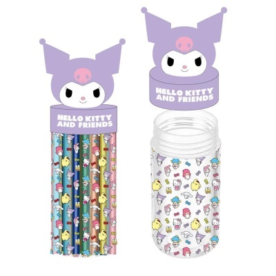 Conjunto de lápis com embalagem temática de personagens Hello Kitty and Friends