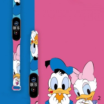 Pulseiras para smartwatch com padrões Disney Pato Donald e Daisy e mostrador digital