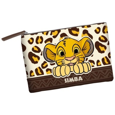 Estojo com padrão pelagem leopardo e imagem do Simba.