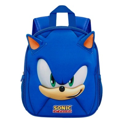 Mochila azul infantil com tema Sonic the Hedgehog e orelhas salientes