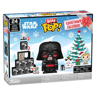 Caixa de calendário de contagem decrescente Star Wars Bitty Pop! com personagens Funko Pop e árvore de Natal