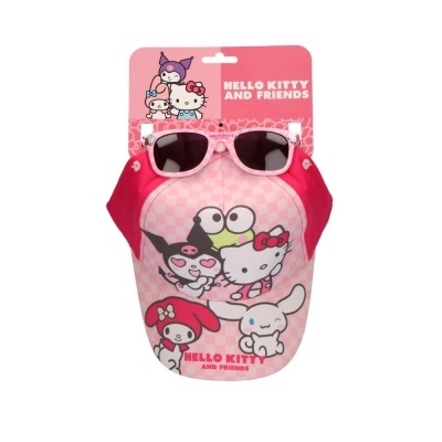 Conjunto infantil boné e óculos de sol Hello Kitty cor rosa