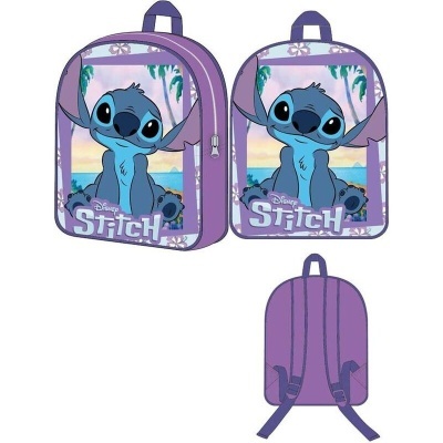 Mochila roxa com personagem Stitch da Disney em impressão colorida