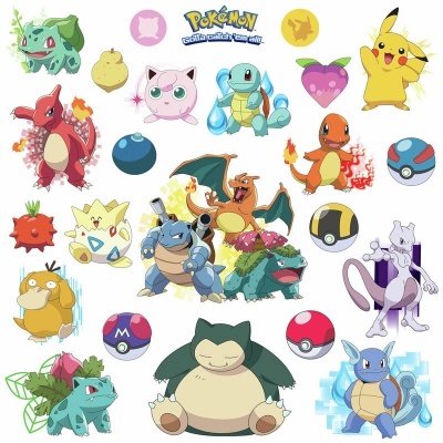 Personagens e Pokébolas de Pokémon com texto promocional