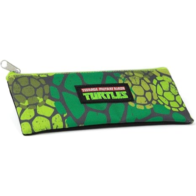 Estojo escolar triangular com padrão verde e etiqueta Teenage Mutant Ninja Turtles
