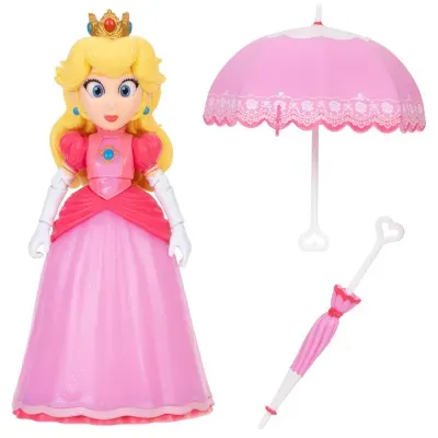 Boneca princesa rosa com sombrinha e guarda-chuva cor-de-rosa