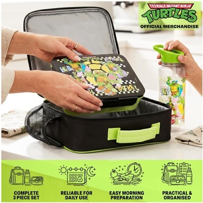 Conjunto lancheira, caixa e garrafa Teenage Mutant Ninja Turtles