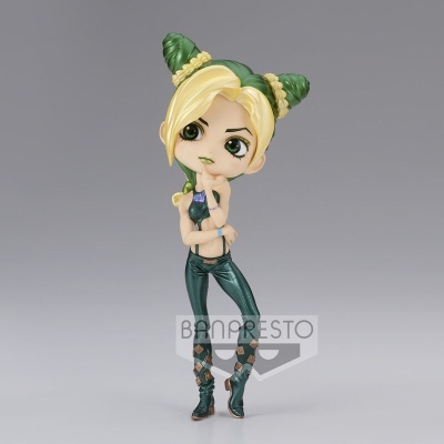 Figurina colecionável de personagem feminina com cabelo verde e loiro e roupa verde