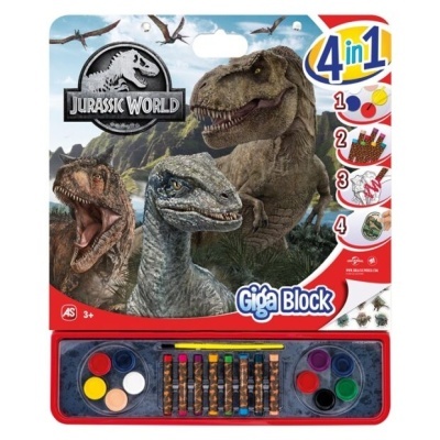 Conjunto de pintura infantil Jurassic World com cores e pincel