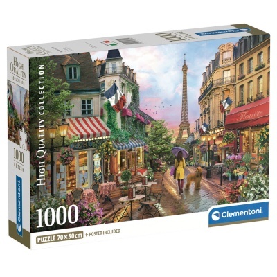 Caixa de puzzle de rua parisiense com Torre Eiffel, 1000 peças