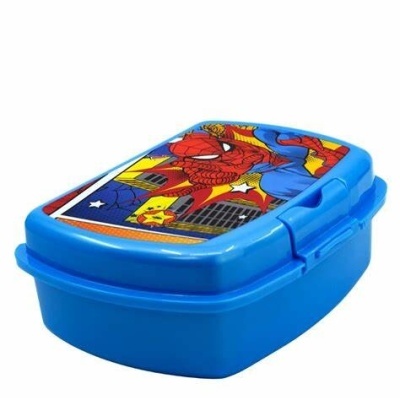 Marmita azul com tampa decorada do Homem-Aranha