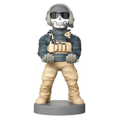 Figura colecionável de personagem militar com capacete e viseira caveira