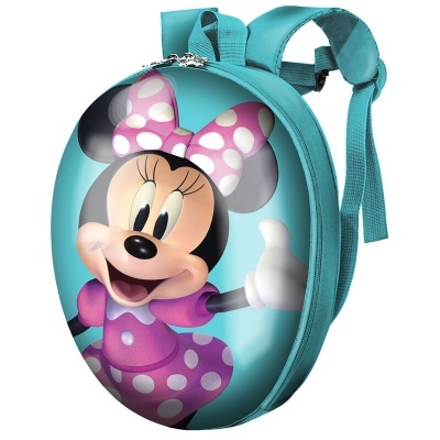 Mochila infantil azul com imagem da Minnie Mouse em relevo