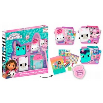 Conjunto Gabby's Dollhouse Mini Diary Surprise Collection com quatro diários pequenos coloridos