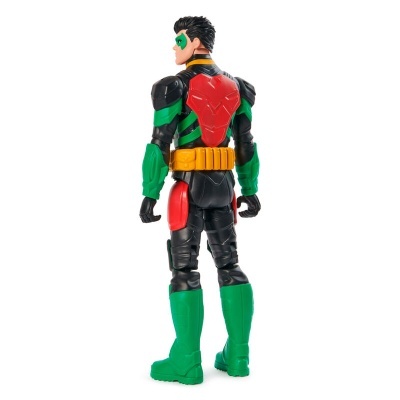 Figura de ação em uniforme preto, verde e vermelho