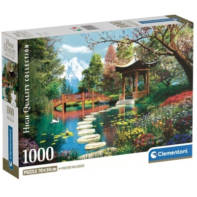Embalagem de puzzle Clementoni 1000 peças com imagem de jardim japonês e pagode