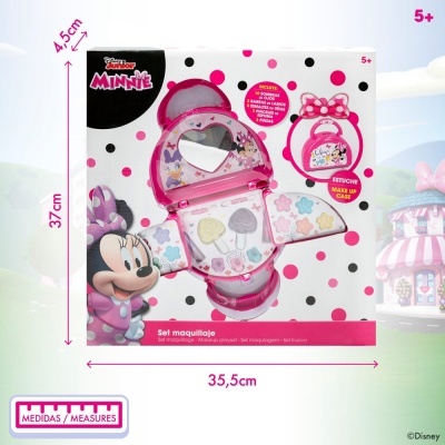 Estojo maquilhagem Minnie rosa com sombras coloridas e espelho