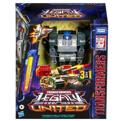 Brinquedo Transformers Legacy United em caixa com figura de robô e tanque coloridos