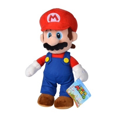 Pelúcia do personagem Super Mario com boné vermelho e macacão azul
