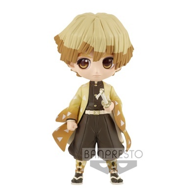 Figura colecionável de personagem anime com casaco amarelo e triângulos brancos
