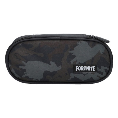 Estojo escolar Fortnite camuflado cinza e preto com fecho de correr