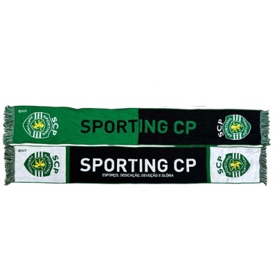 Lenços Sporting CP verde, preto e branco com emblema e textos