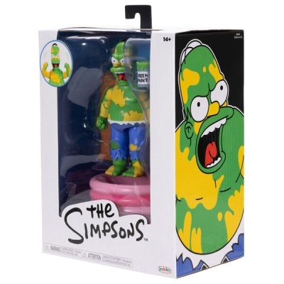 Figura de ação The Simpsons verde e amarela na embalagem