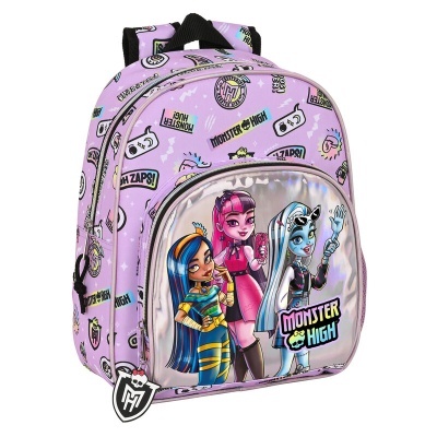 Mochila infantil rosa com estampas Monster High