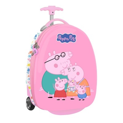 Mala de viagem infantil rosa com personagens da Peppa Pig
