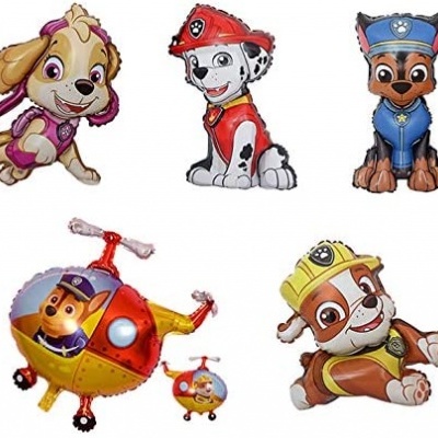 Balões dos personagens do desenho Patrulha Pata em várias cores