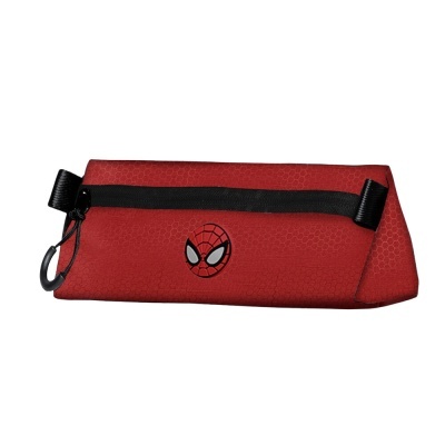 Estojo escolar vermelho com design do Homem-Aranha.