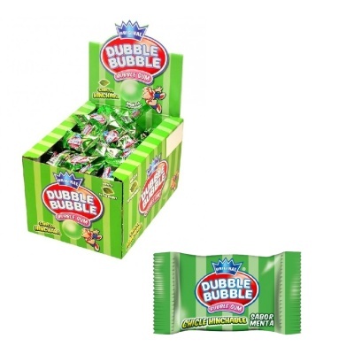 Gomas elásticas Dubble Bubble sabor menta em embalagem verde