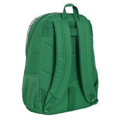 Mochila verde com alças acolchoadas e bolso lateral em rede