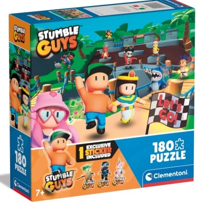 Caixa de puzzle Stumble Guys colorido com personagens animados e texto Let´s GO!