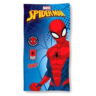 Toalha azul e vermelha com estampa do Spider-Man da Marvel