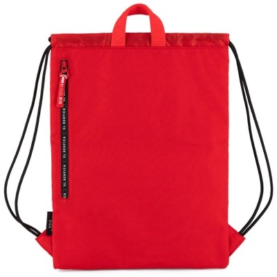 Mochila saco vermelha com alças pretas e fecho zip vertical